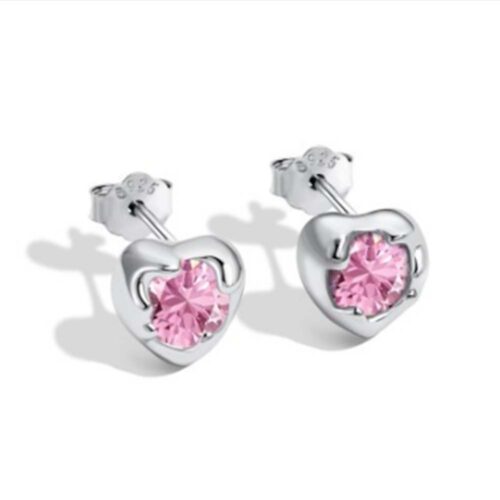 Silver and Pink Stone Ladies Earrings